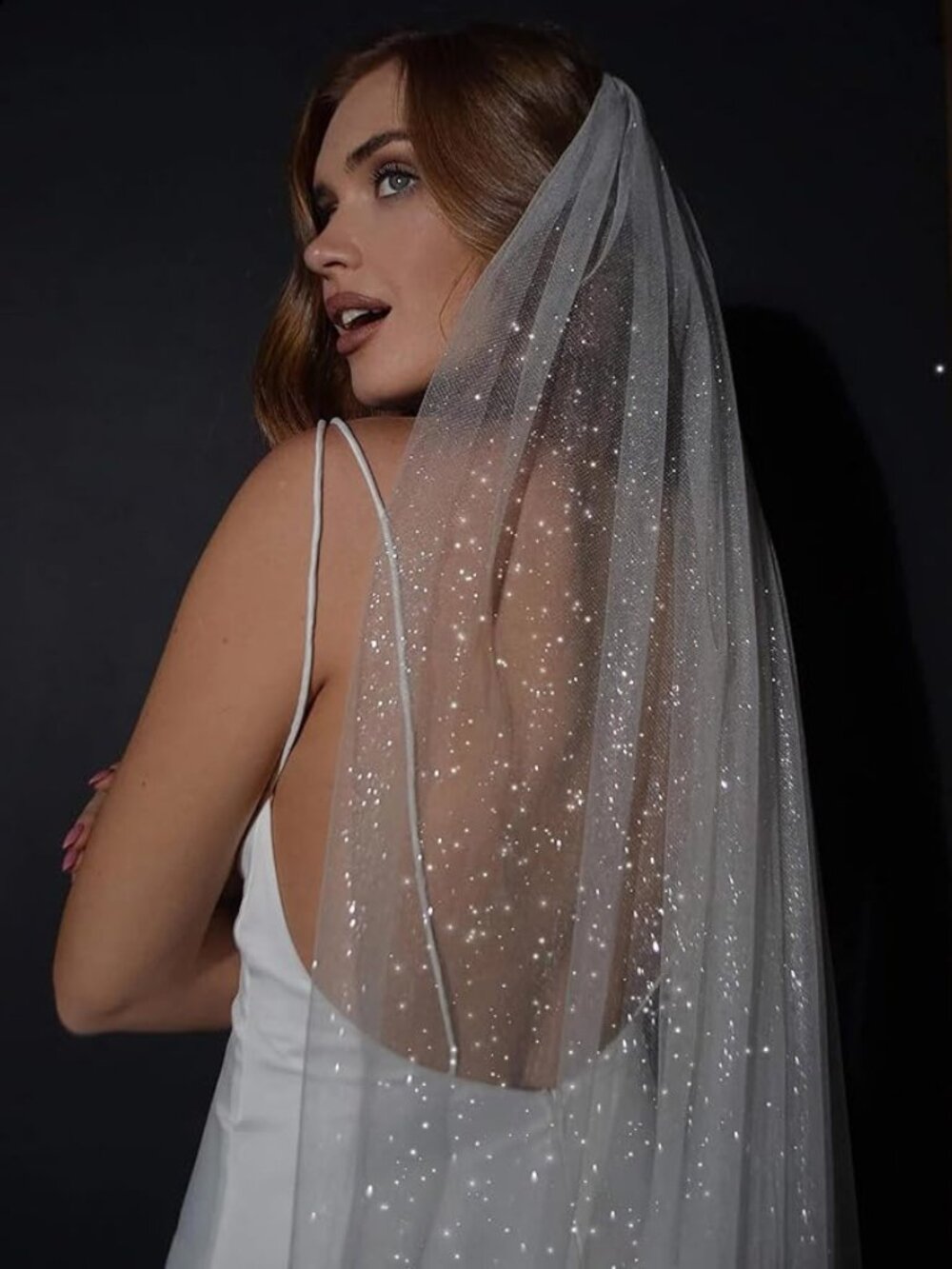 Short Veils Bling Sequin Veil